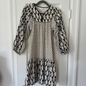 Zara Girls Bohemian Dress Black and Cream Size 13-14